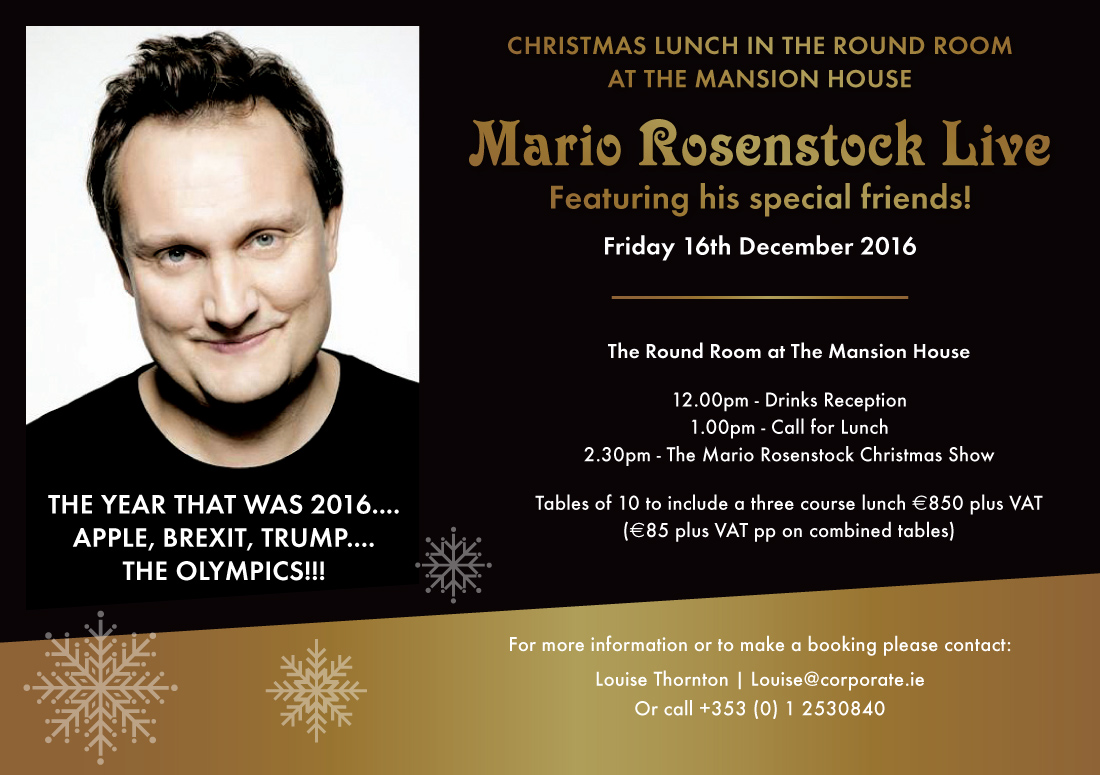 Christmas Lunch 2016 at the Mansion House